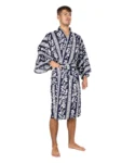 Navy Autumn Moon Japanese Dressing Gown