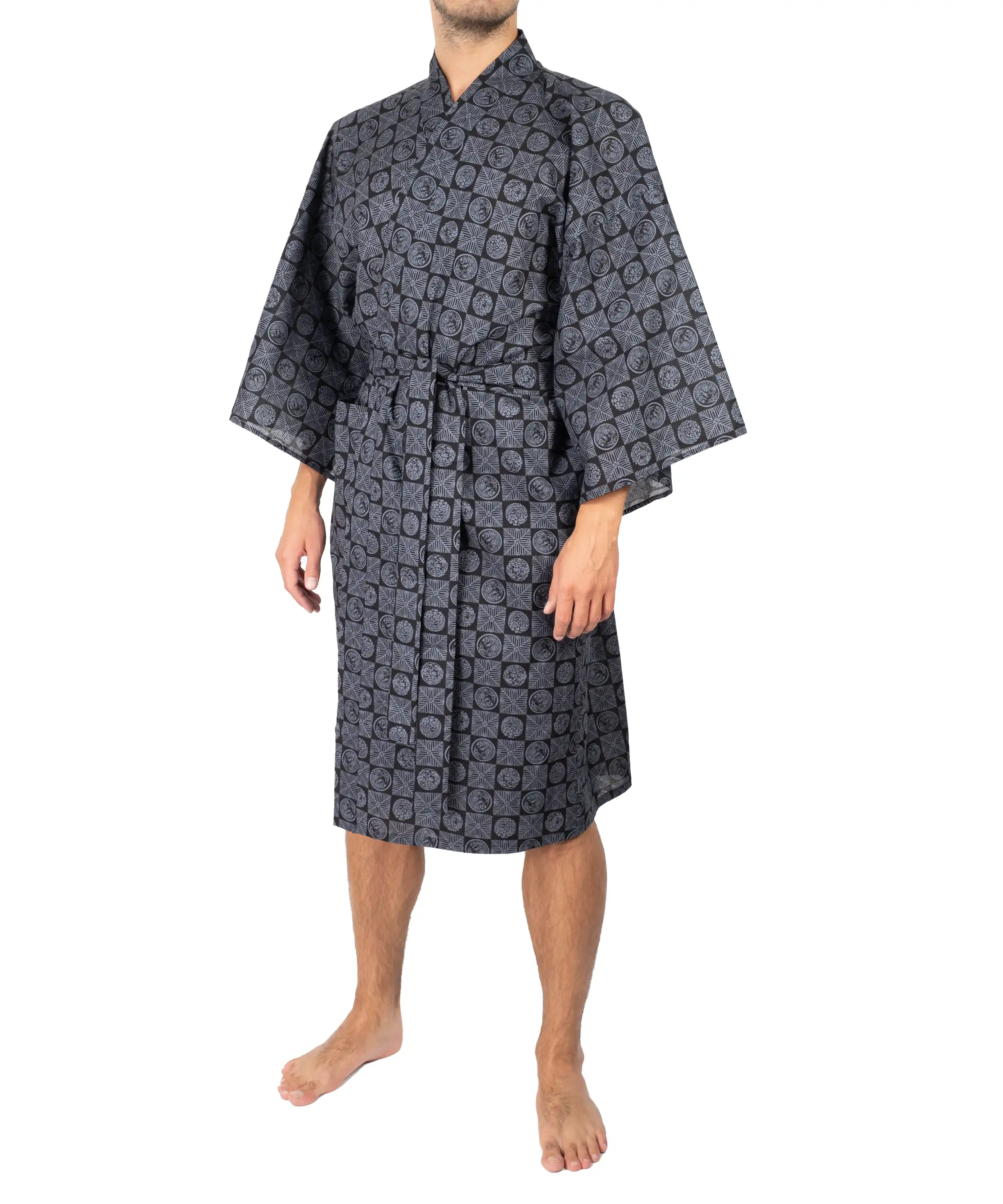 Black Sleeping Tiger Hidden Crab Men’s Happi Kimono