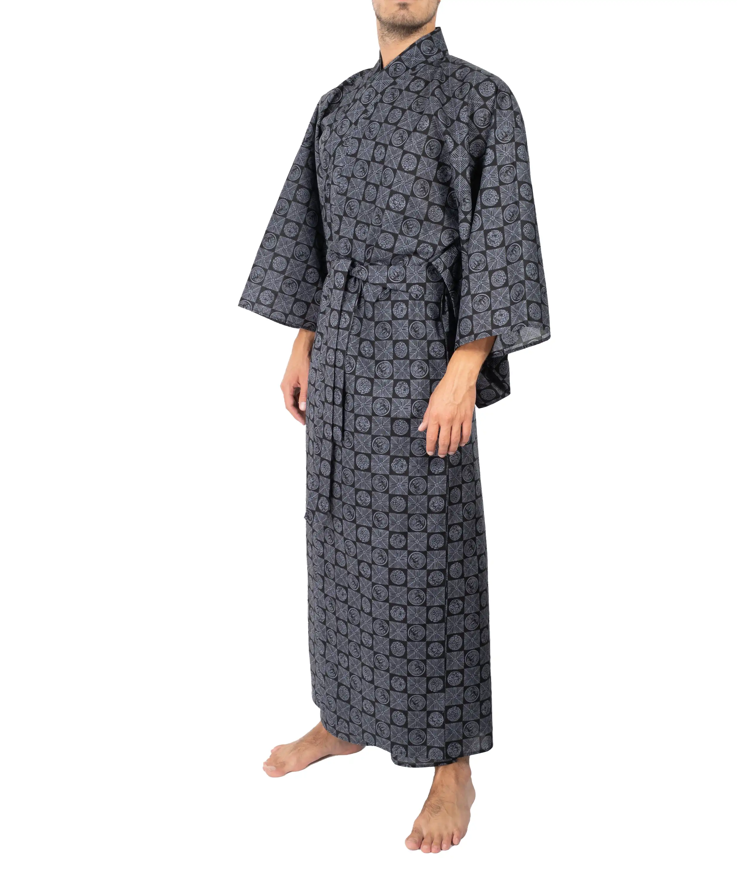 Black Sleeping Tiger Yukata - Front View