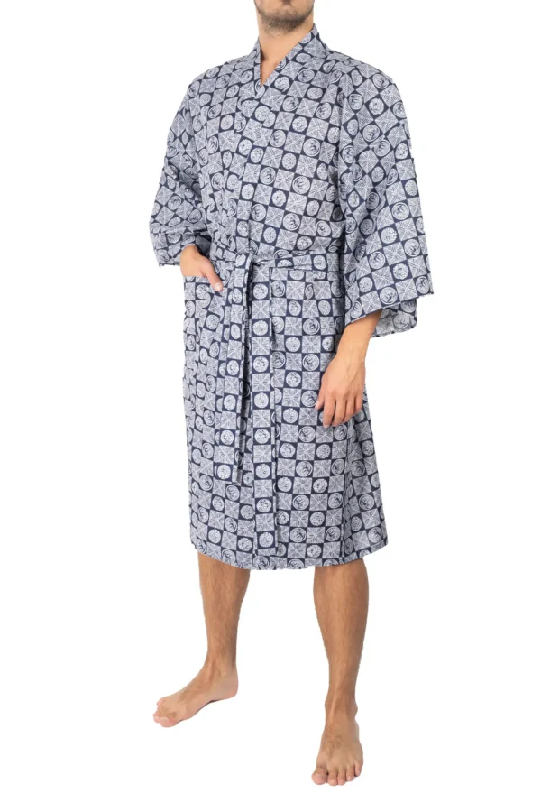 Men's Happi Kimono - Sleeping Tiger - Navy - Front