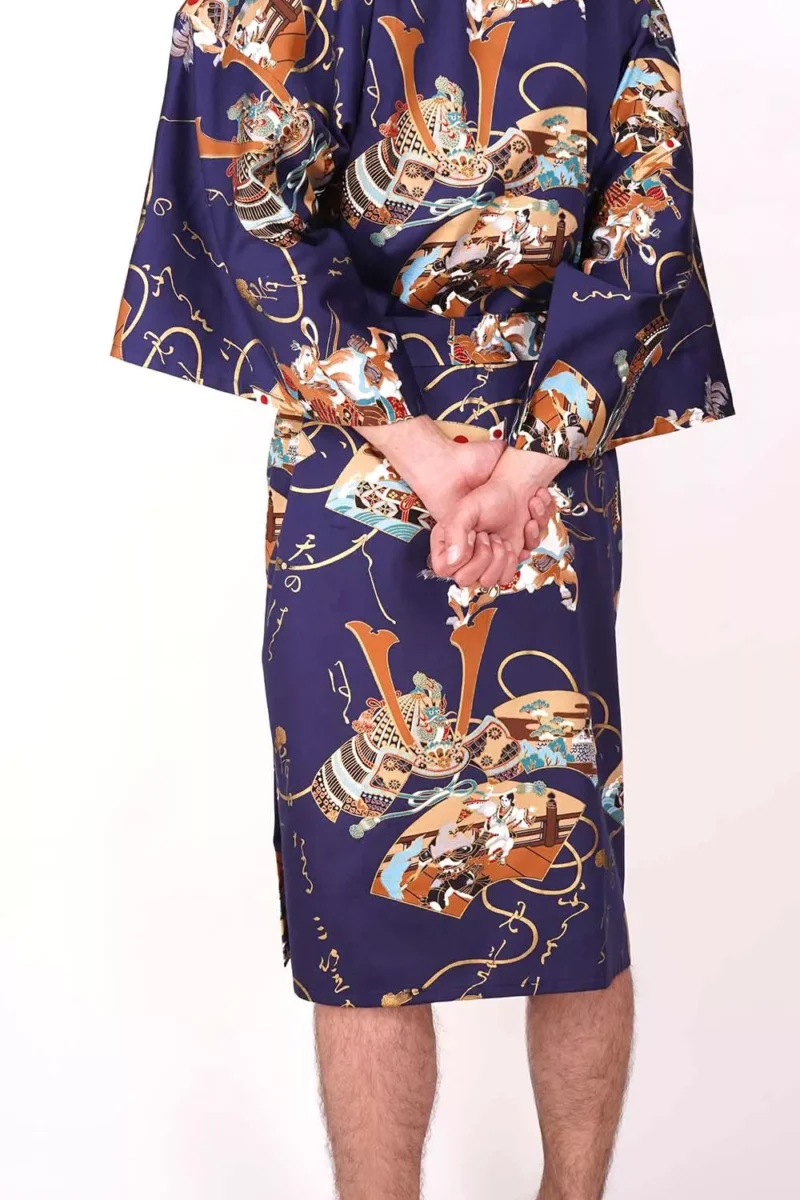 Marineblauer Samurai Krieger Happi Kimono für Männer