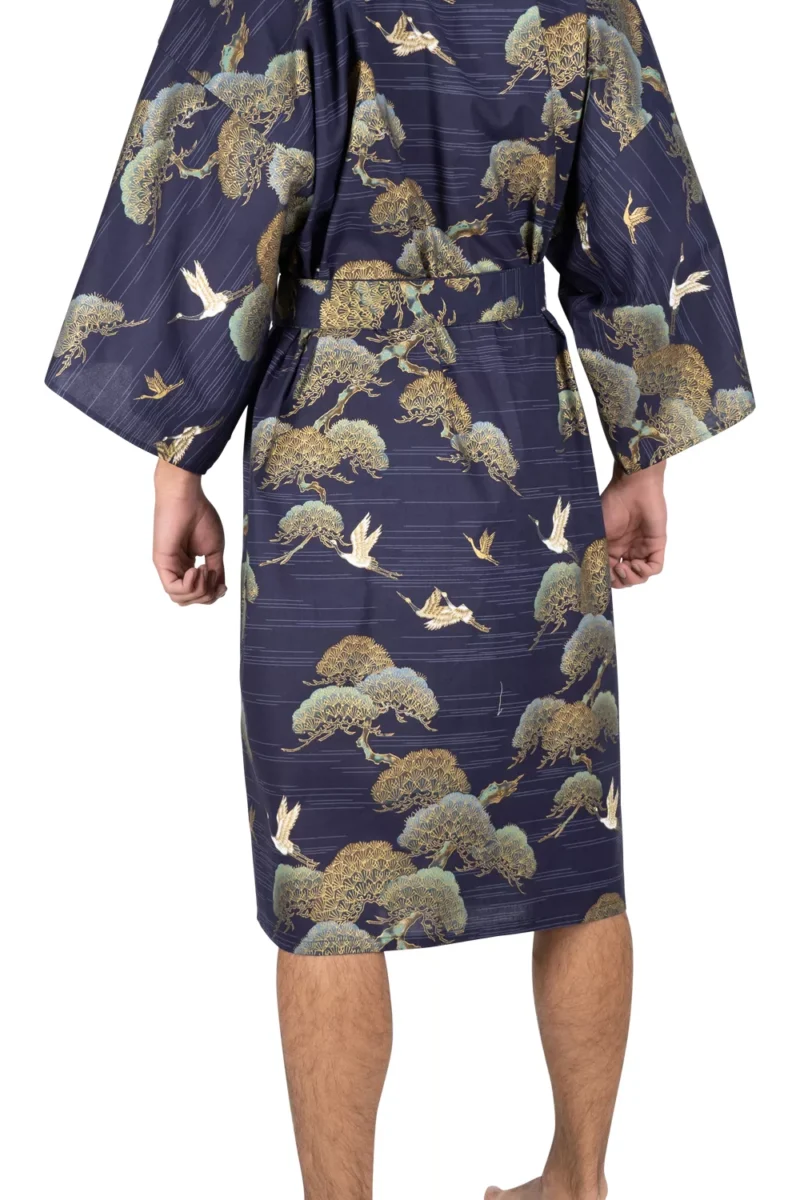 Navy Pine & Crane Men's Happi Kimono