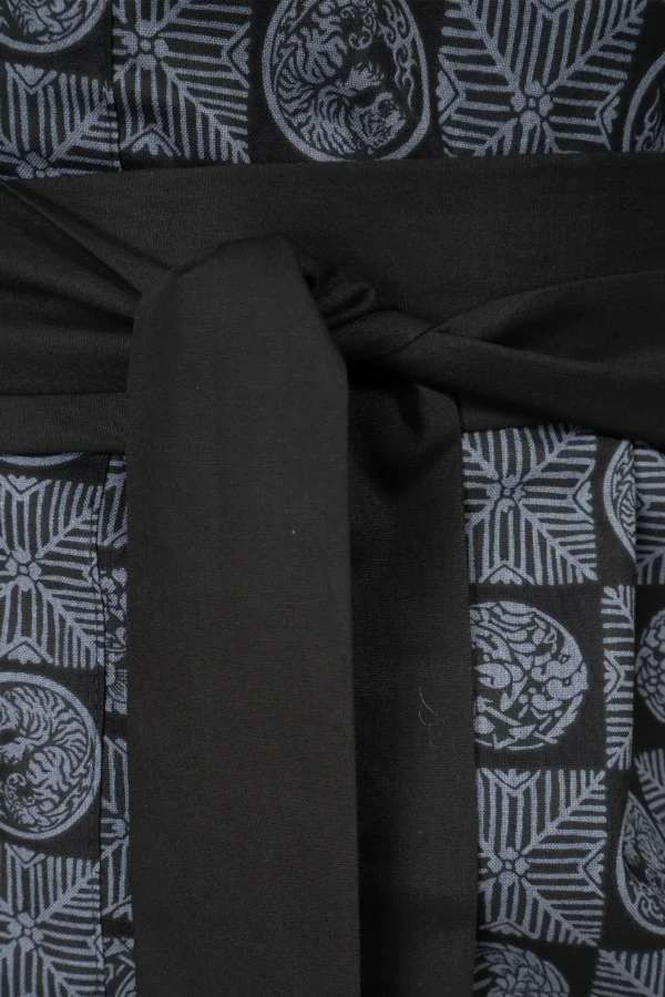 Slim Black Cotton Sash Belt for Kimono