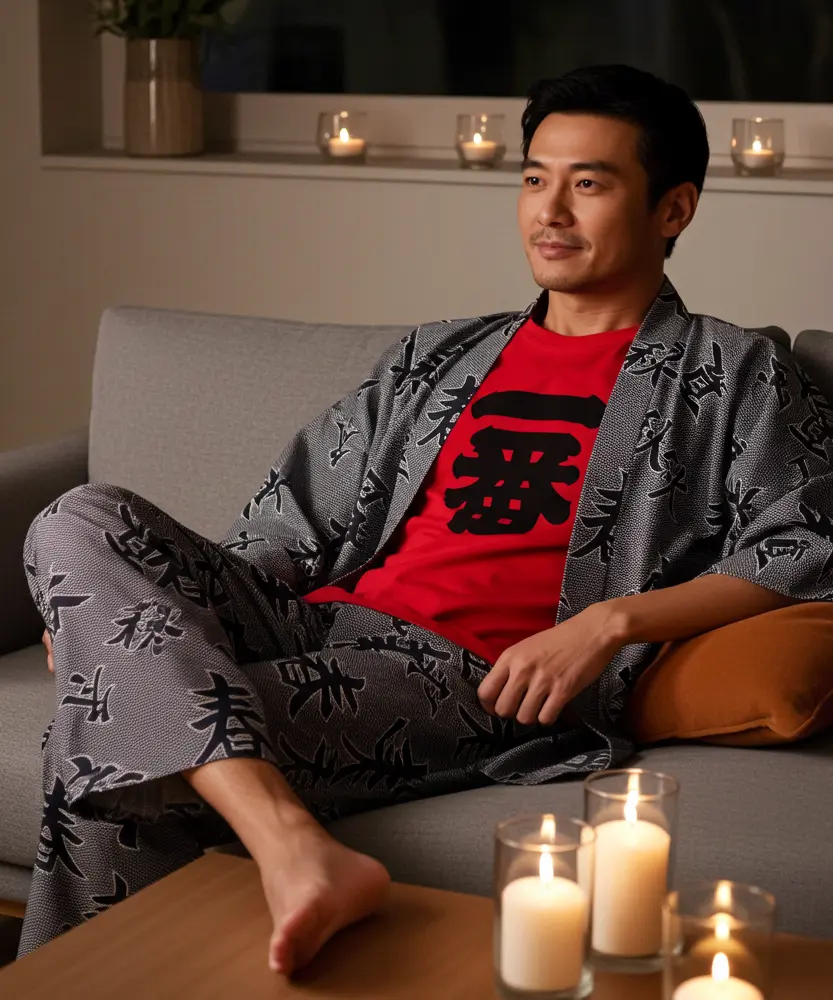 Four Seasons Lounge Pant with Matching Short Kimono