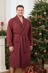 Burgundy Polka Dot Men's Dressing Gown XXL to 4XL