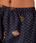 Close up of shorts for black diamond Japanese jinbei pyjamas