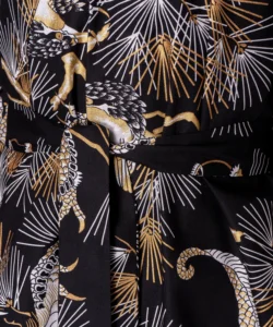 Belt fabric detail of black dragon male yukata kimono