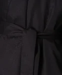 Belt fabric detail of black shantung cotton male yukata kimono robe