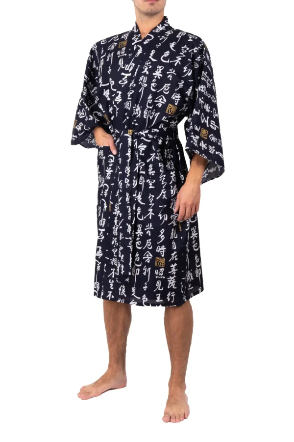 Navy Hannya Sutra Happi Kimono