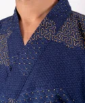 Lapel fabric detail of navy cloud kimono