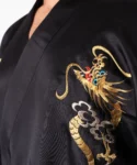 Front dragon embroidery detail of rising dragon back kimono
