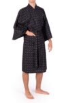 Black Argyle Men's Happi Kimono