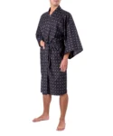 Black Argyle Men's Happi Kimono