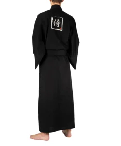 Male yukata kimono black samurai Japanese dressing gown - back view