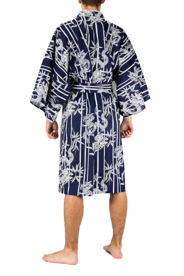 Navy Bamboo & Dragon Men's Happi Kimono