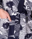 Belt fabric detail of a navy carp happi Japanese kimono