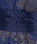 Navy obi sash belt fabric detail on a navy cloud men's yukata kimono robe
