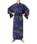 Mode wearing a navy obi sash belt with on a navy cloud men's yukata kimono robe