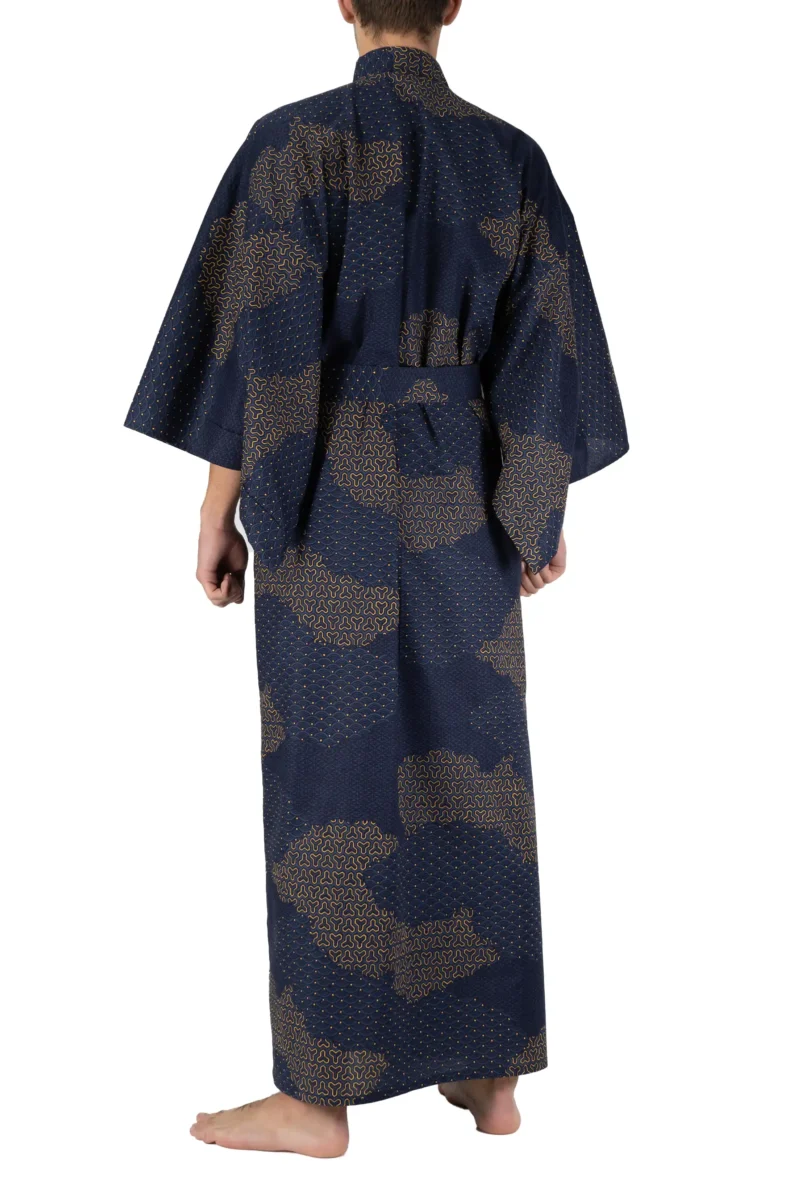 Kimono Yukata pour hommes Navy Cloud