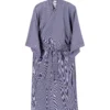 Front view of XL navy fine stripe kimono yukata robe