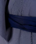 Navy obi belt on XL navy fine stripe kimono yukata robe