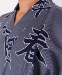 fabric detail of white and navy four seasons polka dot kimono